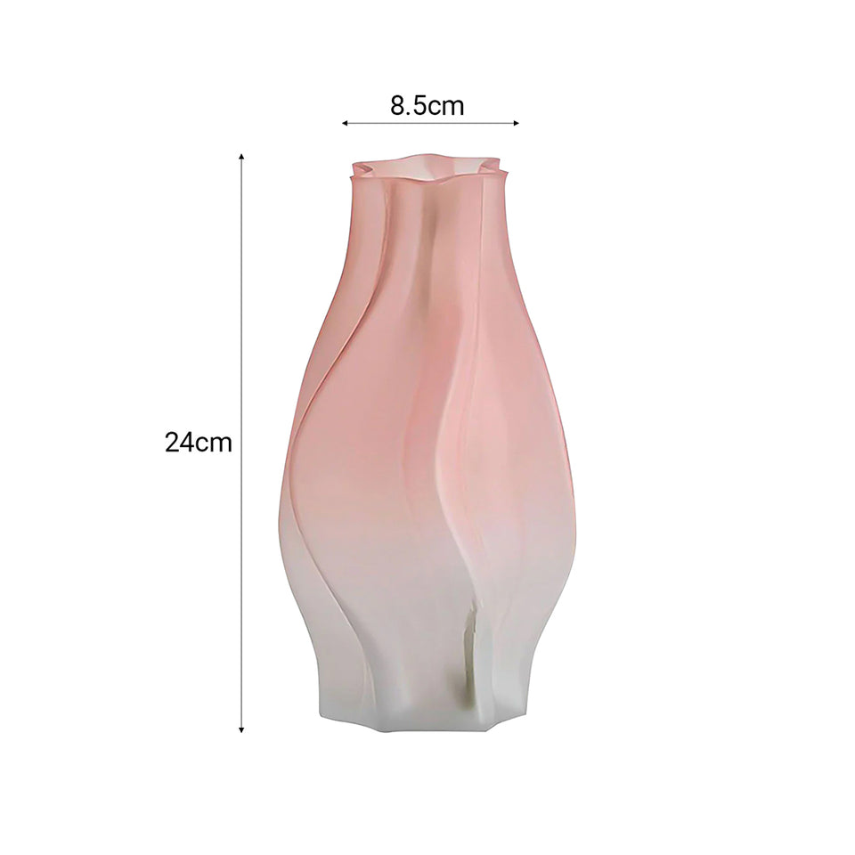 SOGA 24cm Pink Glass Vase Art Blown Hand Flower Tall Vintage Art Vases