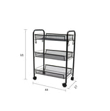 SOGA 2X 3 Tier Steel Black Bee Mesh Kitchen Cart Multi-Functional Shelves Storage Organizer with Wheels