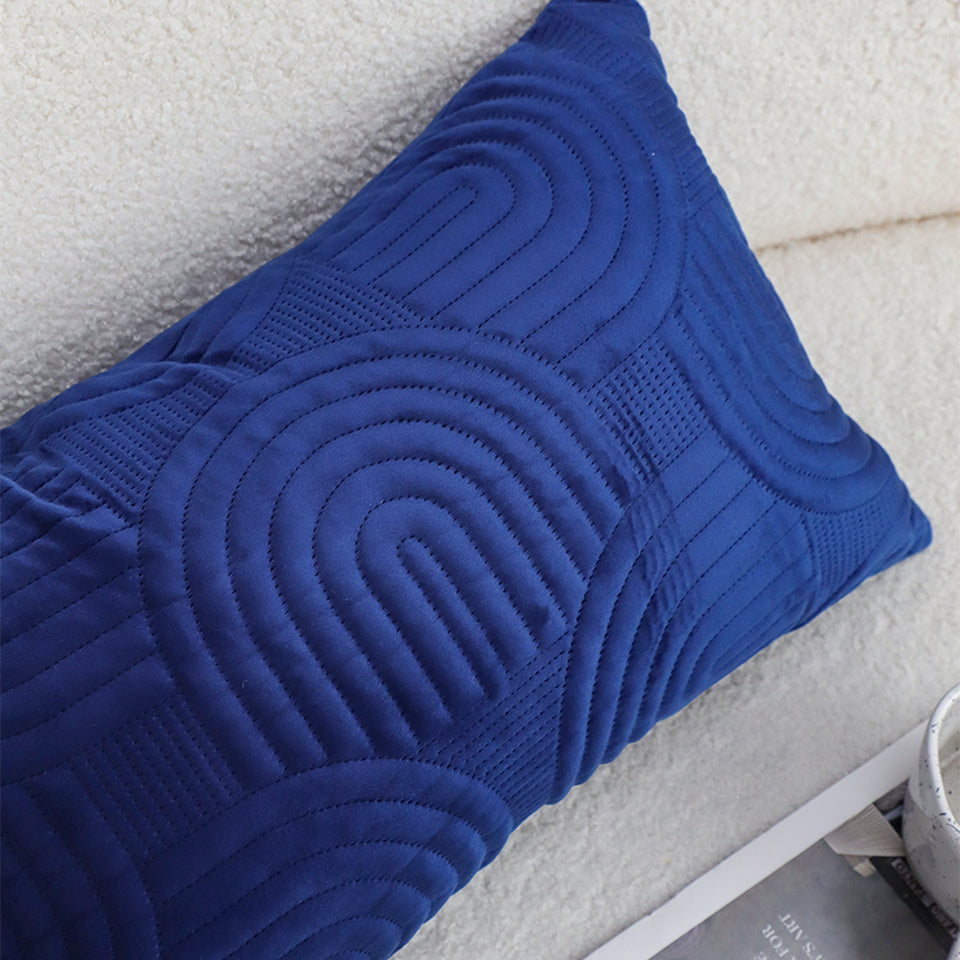 SOGA 2X 30cm Blue Textured Geometric Pattern Decorative Throw Pillow