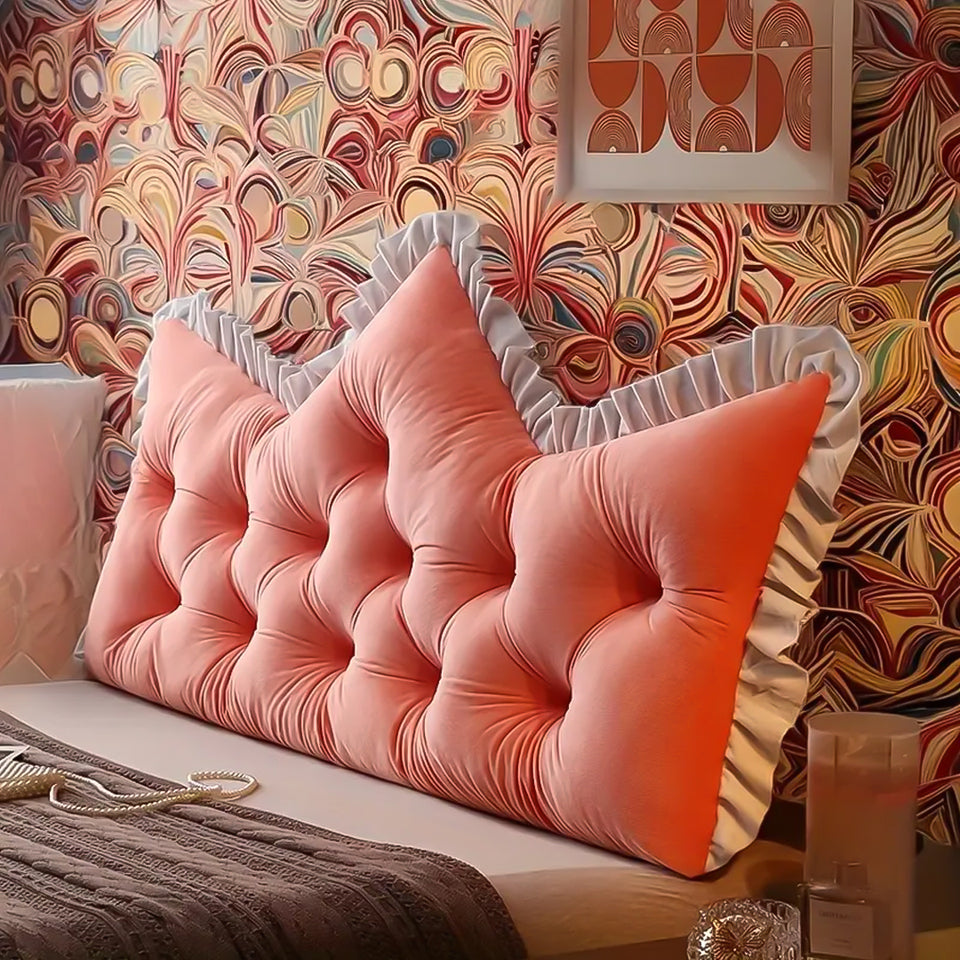 SOGA 2x150cm Crown Pillows Tufted Pink Headboard Cushion Set