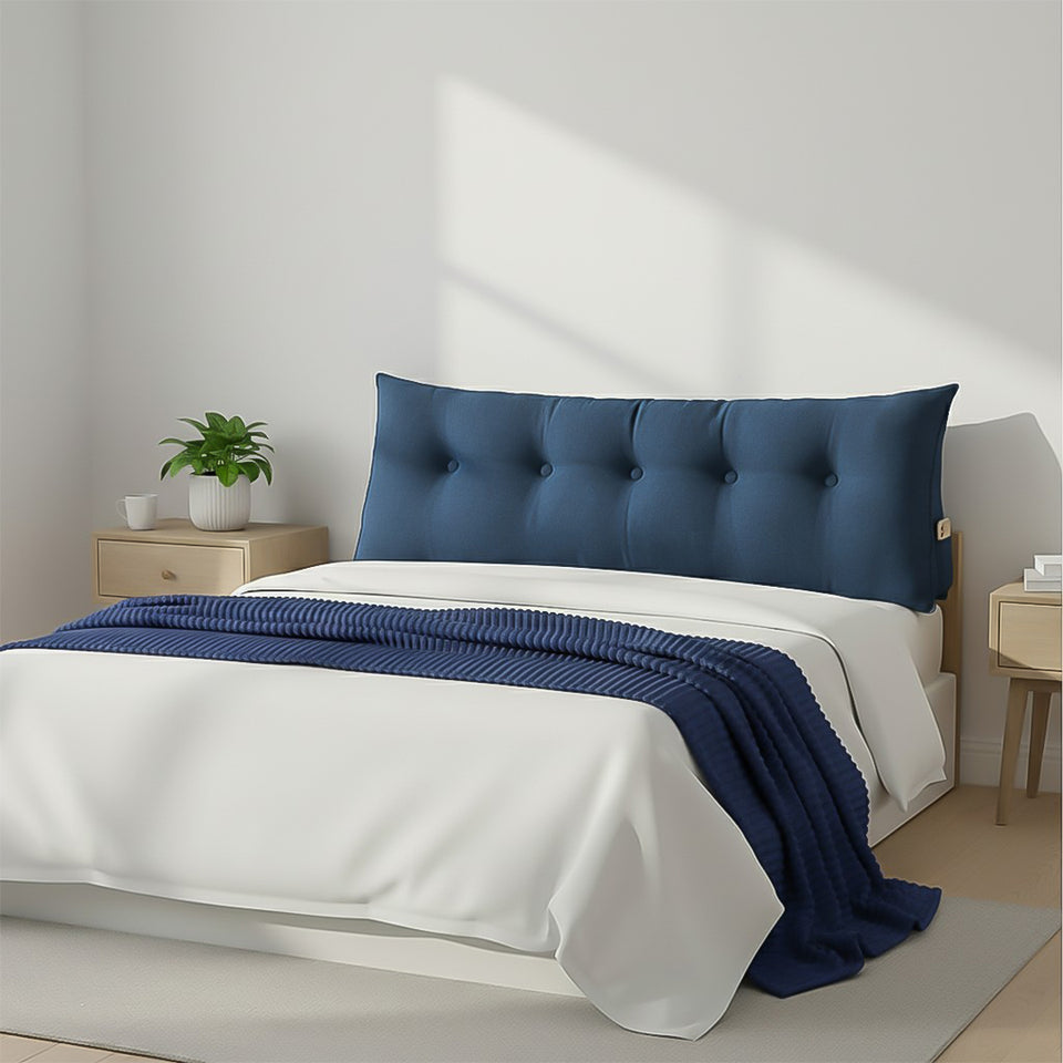 SOGA Home & Living Bundle – Blue Triangular Wedge Pillow & Blue Striped Flannel Throw