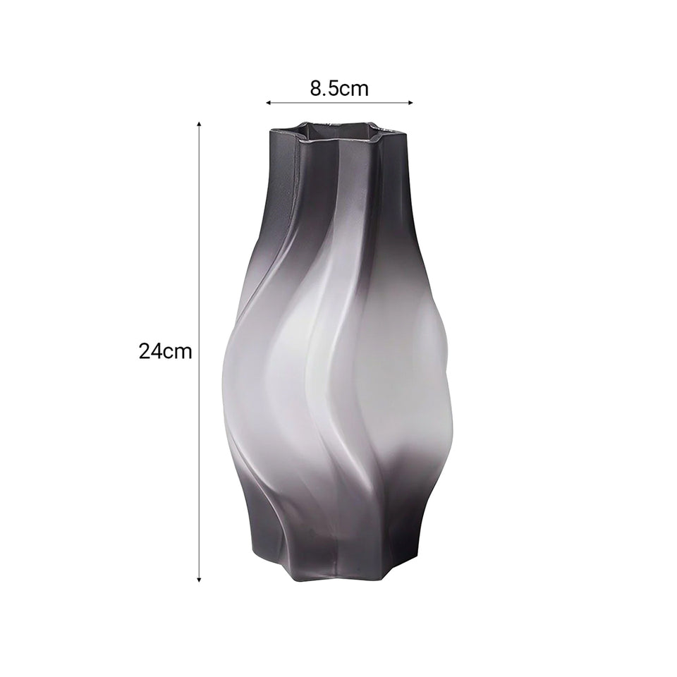 SOGA 24cm Glass Vase Grey with Beautiful glass Bubble Texture Art Vases