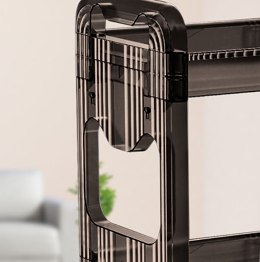 SOGA 38x24cm Black 4 Tier Bookshelf & Cosmetic Storage Organizer Trolley Rack