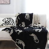 SOGA Black Cream Animal Print Throw Blanket 130x180cm Acrylic