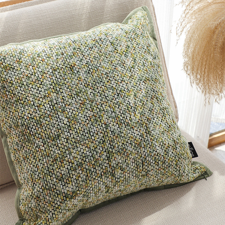 SOGA 2X Woven Cushion 45cm Green Yellow Multi-Color Textured Decorative Throw Pillow