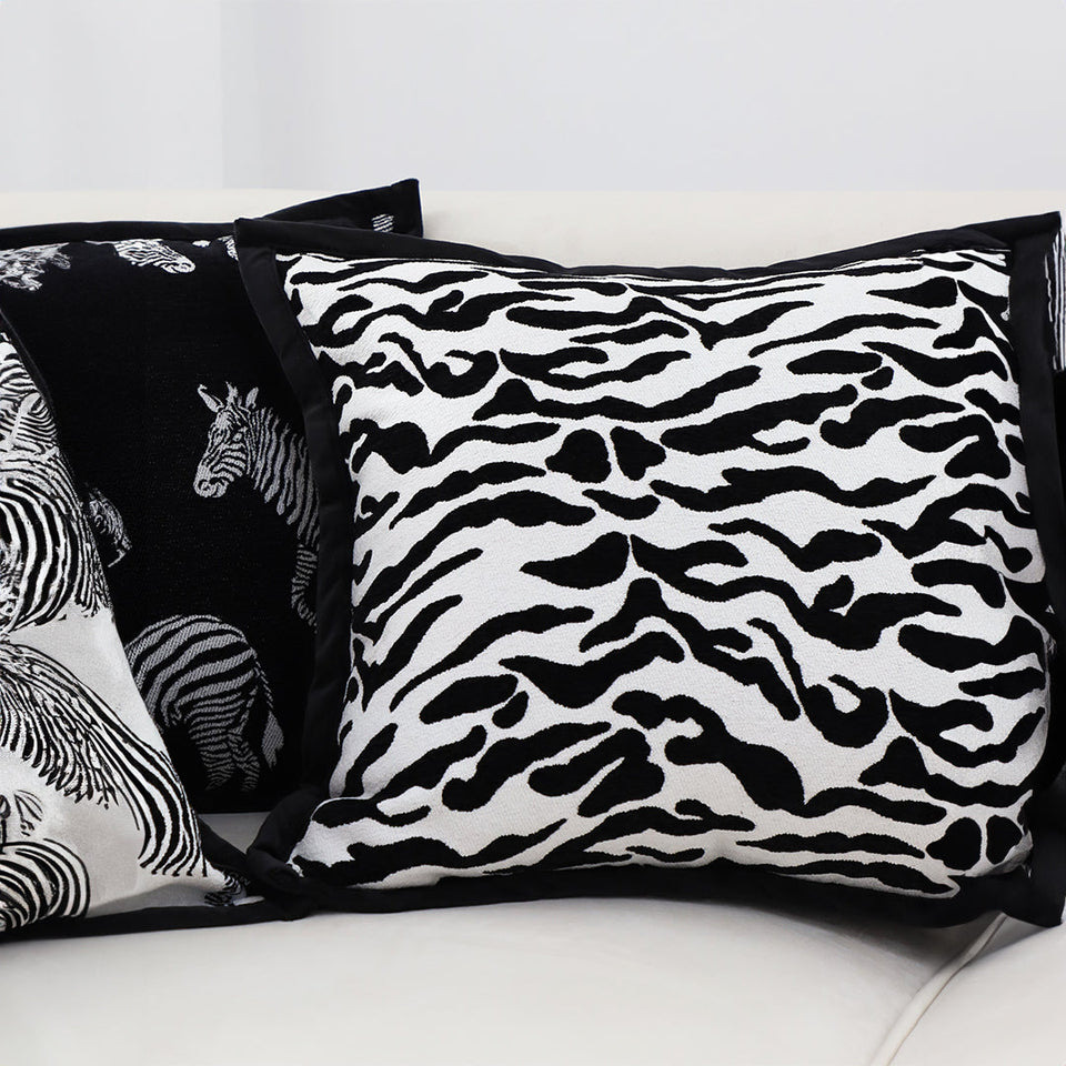 SOGA 2X 45cm Black and White Luxury Cushion Light Mottled Texture Decorative Square Pillow Living Room