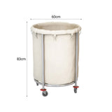 SOGA 2X Stainless Steel Commercial Round Soiled Linen Laundry Trolley Cart with Wheels White