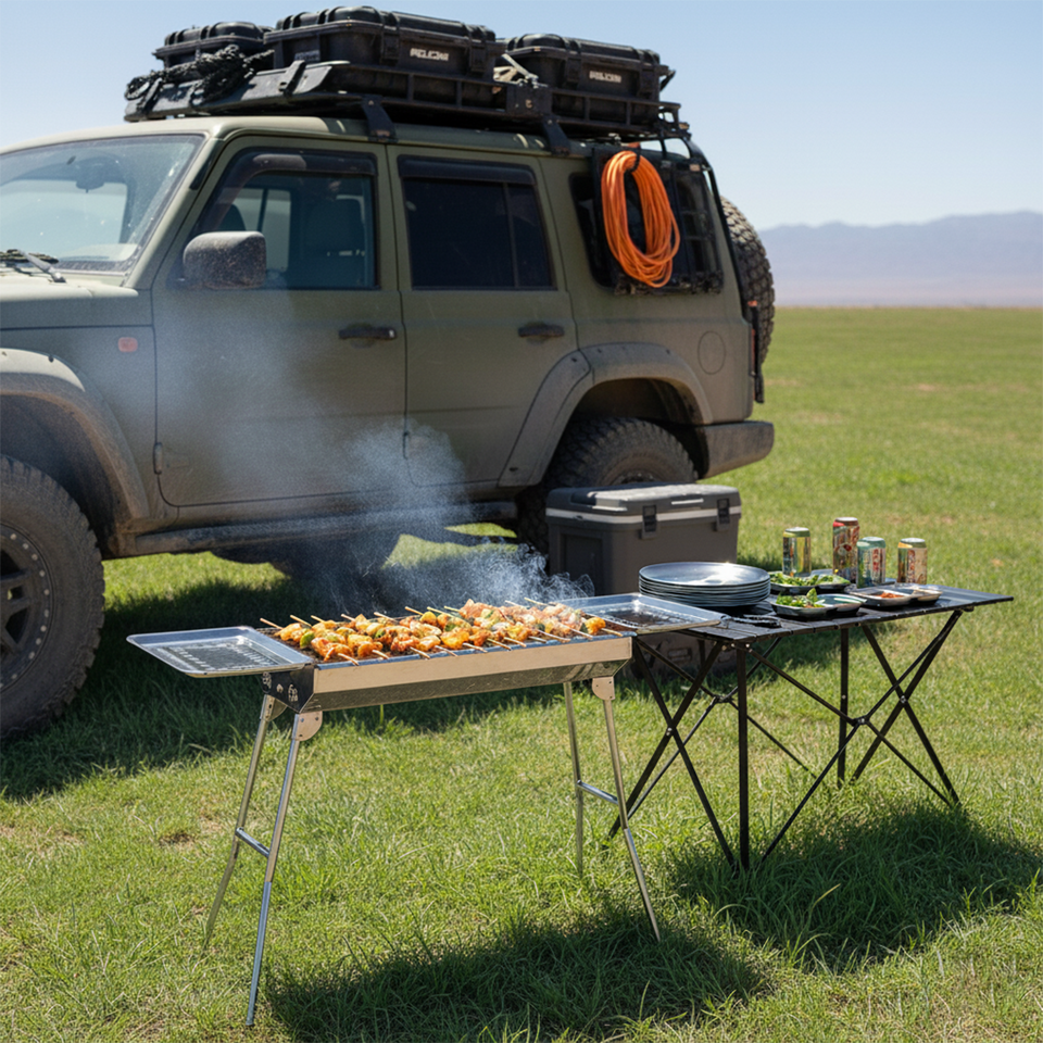 SOGA Kitchenware Bundle – Stainless Steel Skewers Grill, Silver Grilling Plate & Sauce Pan