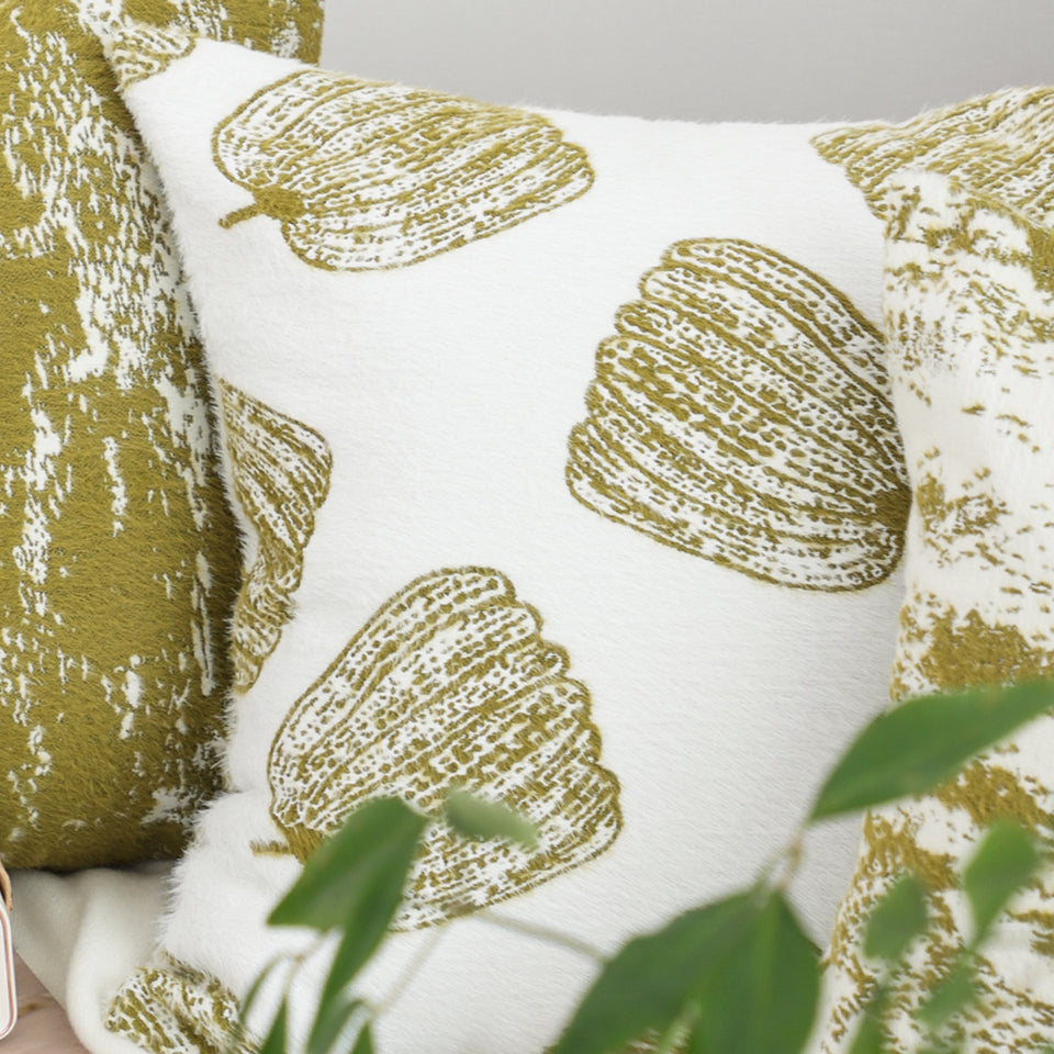 SOGA 2X 50cm Throw Pillow White with Olive Green Autumn Harvest Pumpkin Print Home Decor