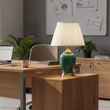 SOGA 4X Ceramic Oval Table Lamp with Gold Metal Base Desk Lamp Green