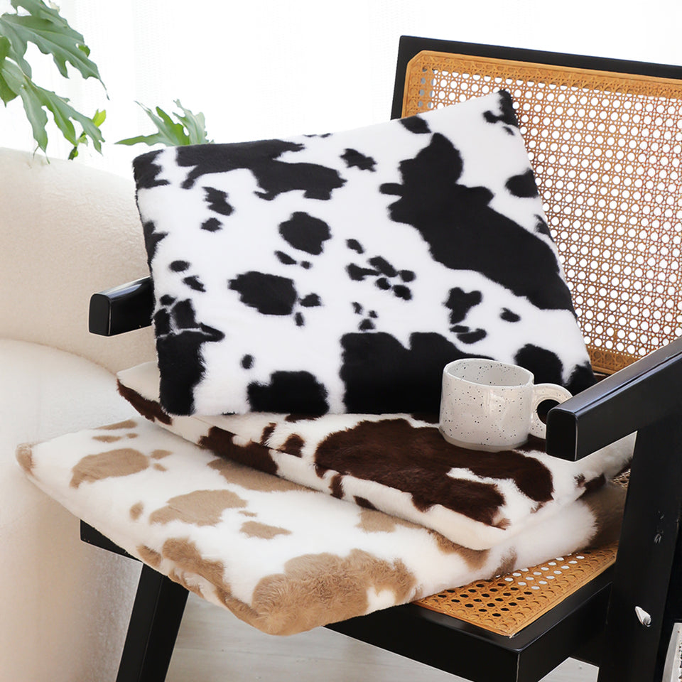 SOGA 2X Black Cow Print Square Cushion Soft Leaning Plush Backrest Throw Seat Pillow