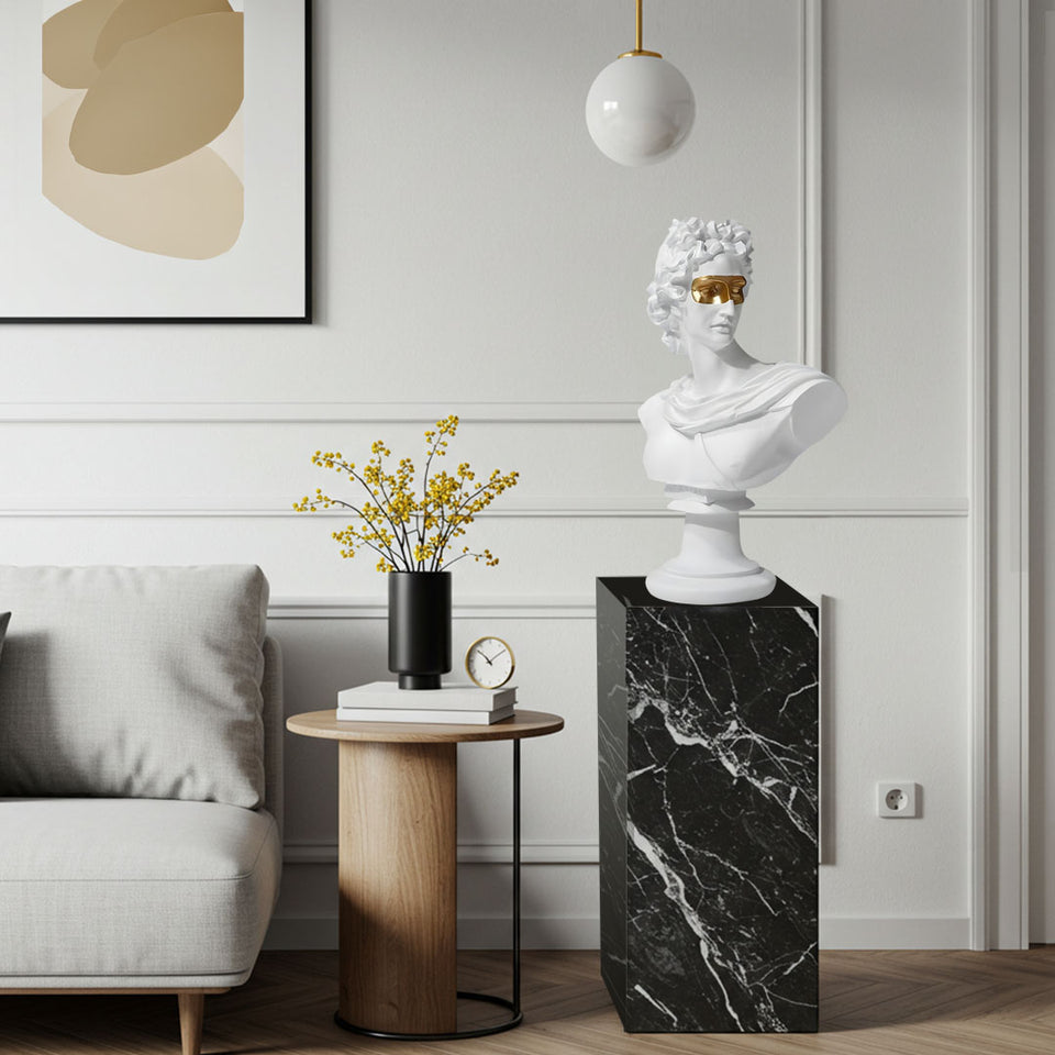 SOGA 40cm White Classical Bust Resin Sculpture with Gold Eye Mask for Modern Home Decor