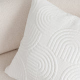 SOGA 50cm White Textured Geometric Pattern Decorative Throw Pillow