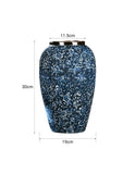 SOGA 30x19cm Blue with White Mini Floral Medium Ceramic Flower Vase Elegant Living Room Home Decor