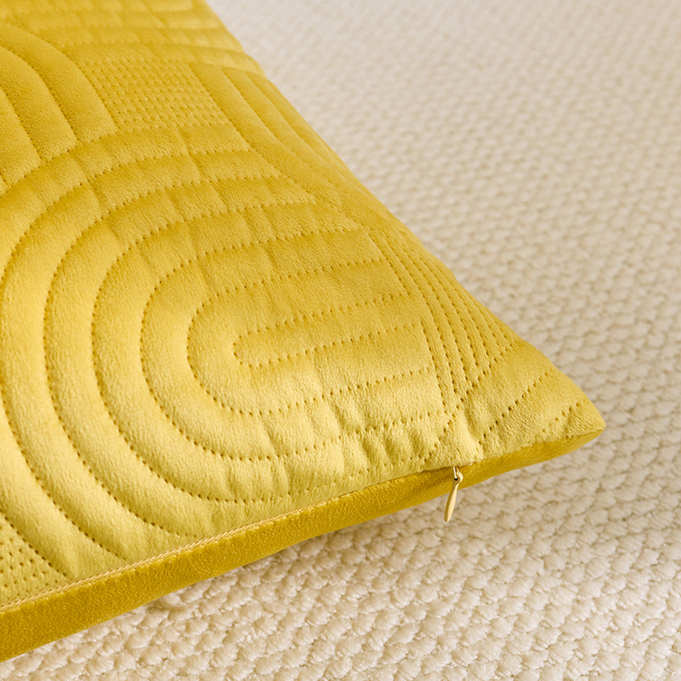 SOGA 2X 30cm Yellow Textured Geometric Pattern Decorative Throw Pillow