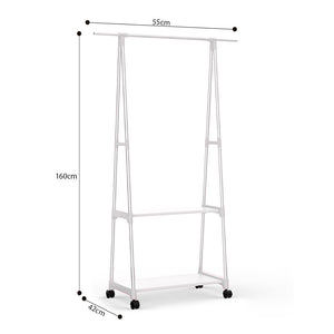 SOGA 2X White 2-in-1 Clothes and Shoe Rack