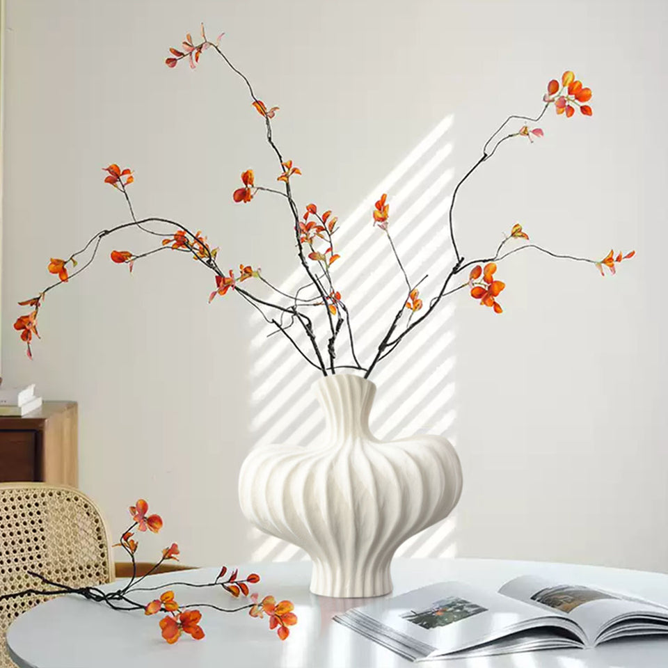 SOGA 25X24cm Ornament Small Matte White Vases Countertop Decoration Accessories Porch Crafts Home Decor