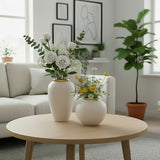 SOGA Home & Living Bundle – Plain White Ceramic Flower Vases for Elegant Living Room Decor