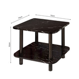 SOGA 70cm Black Stone-Patterned Side Table – Modern Round Design with Black Metal Legs