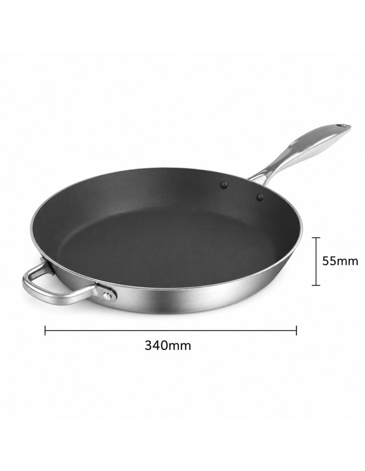 SOGA Stainless Steel Non-Stick Induction Fry Pan 34cm"