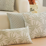 SOGA 35cm Botanical Green Fern Leaf Embroidered Decorative Throw Pillow