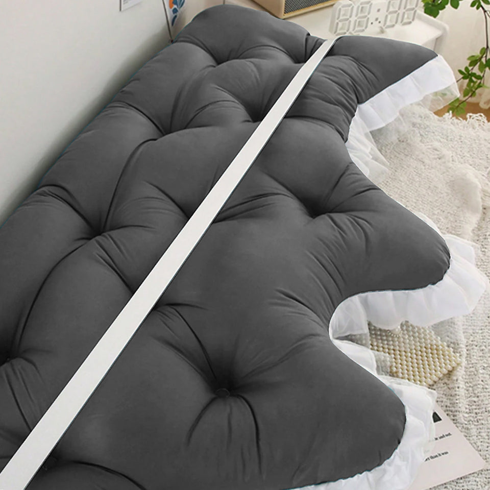 SOGA 2x150cm Crown Pillows Tufted Charcoal Headboard Cushion Set