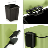 SOGA Foot Pedal Stainless Steel Square Trash Bin Green 6L