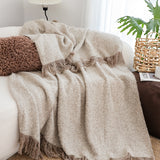 SOGA 160x200cm Coffee Blanket – Vintage Tassel Throw for Rustic Comfort