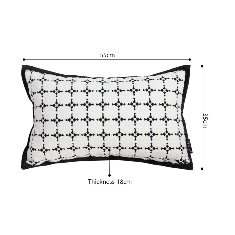 SOGA 35cm Moroccan Black Cross Pattern Black Trim Decorative Throw Pillow