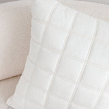 SOGA 2X Quilted Cushion 50cm White Grid Pattern Soft Padded Decorative Throw Pillow