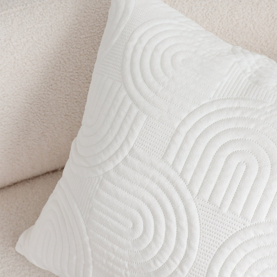 SOGA 2X 50cm White Textured Geometric Pattern Decorative Throw Pillow