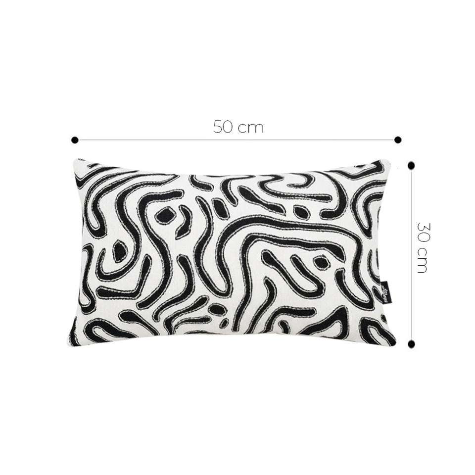 SOGA 2X 30cm Black White Abstract Swirl Pattern Decorative Throw Pillow