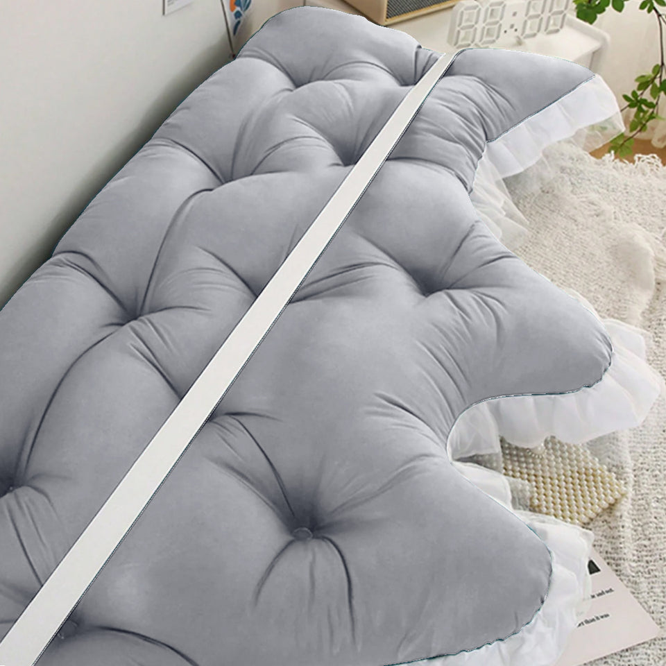 SOGA 90cm Crown Pillow Tufted Light Grey Headboard Cushion