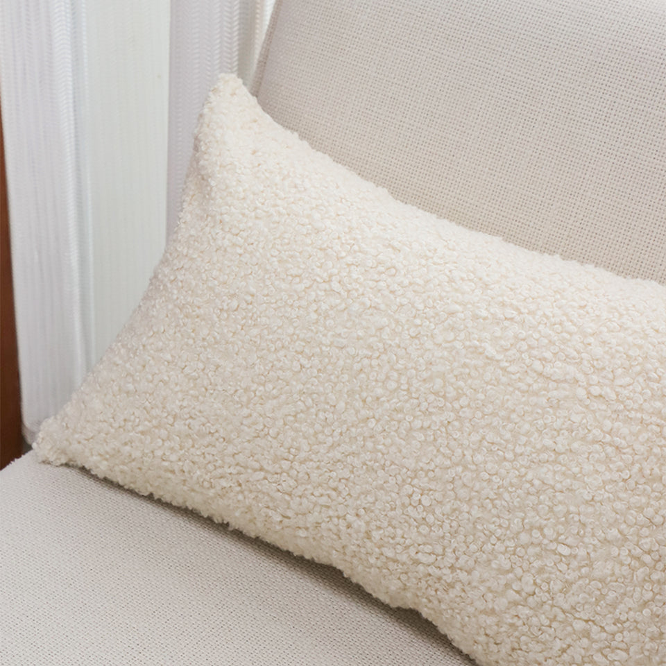 SOGA 2X 30cm Cream Boucle Textured Fluffy Decorative Throw Pillow