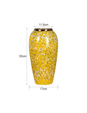 SOGA 35x17cm Yellow with White Mini Floral Large Ceramic Flower Vase Elegant Living Room Home Decor