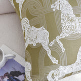 SOGA 50cm Vintage Olive Green White Horse Pattern Throw Pillow