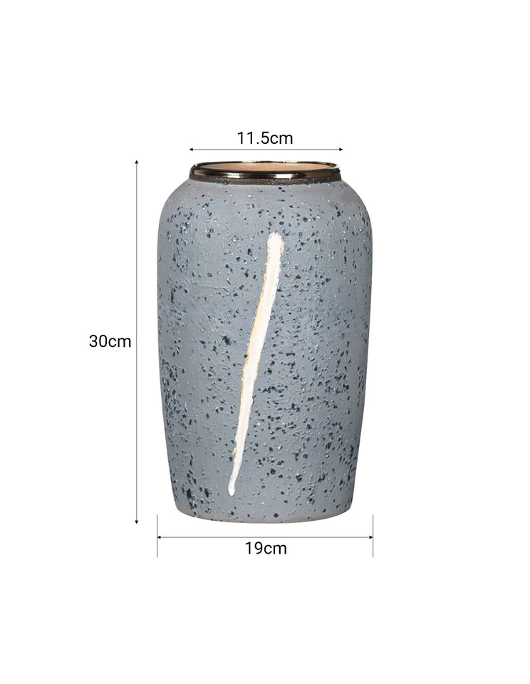 SOGA 30x19cm Grey Medium Ceramic Flower Vase Elegant Living Room Home Decor