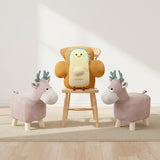 SOGA Home & Living Bundle – 2 Pink Deer Children’s Ottoman & Smiley Toast Plush Cushion