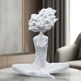 SOGA 59cm White Resin Sculpture Abstract Yoga Girl Design for Home Decor