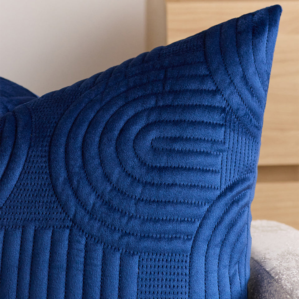 SOGA 2X 50cm Blue Textured Geometric Pattern Decorative Throw Pillow