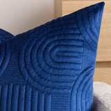 SOGA 2X 50cm Blue Textured Geometric Pattern Decorative Throw Pillow
