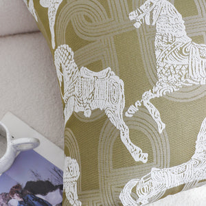 SOGA 2X 50cm Vintage Olive Green White Horse Pattern Throw Pillow