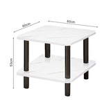 SOGA 2X 60cm White Ceramic Side Table Stone Pattern Modern Design with Metal Legs
