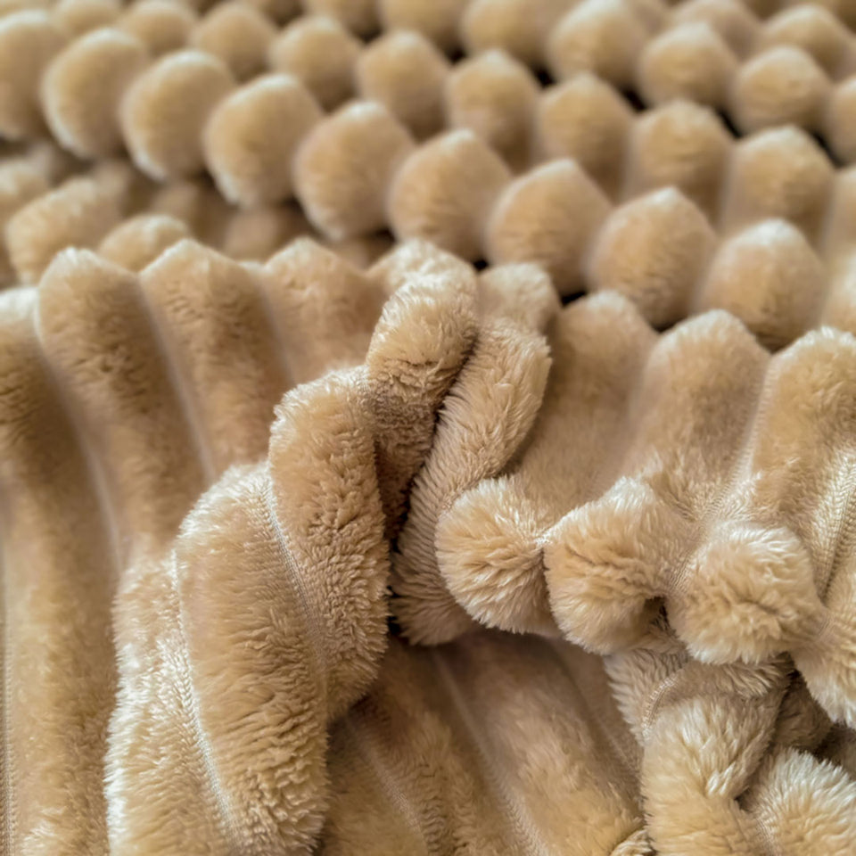 SOGA 200x230cm Warm & Cozy Flannel Polyester Throw Blanket Light Brown