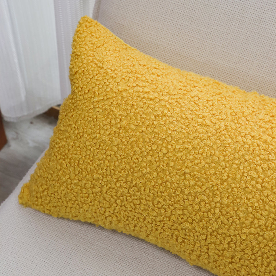 SOGA 2X Boucle Textured Cushion 30x50cm Mustard Yellow Soft Cozy Decorative Throw Pillow