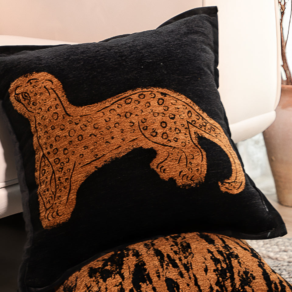 SOGA 45cm Modern Charcoal Gray Leopard Pattern Throw Pillow