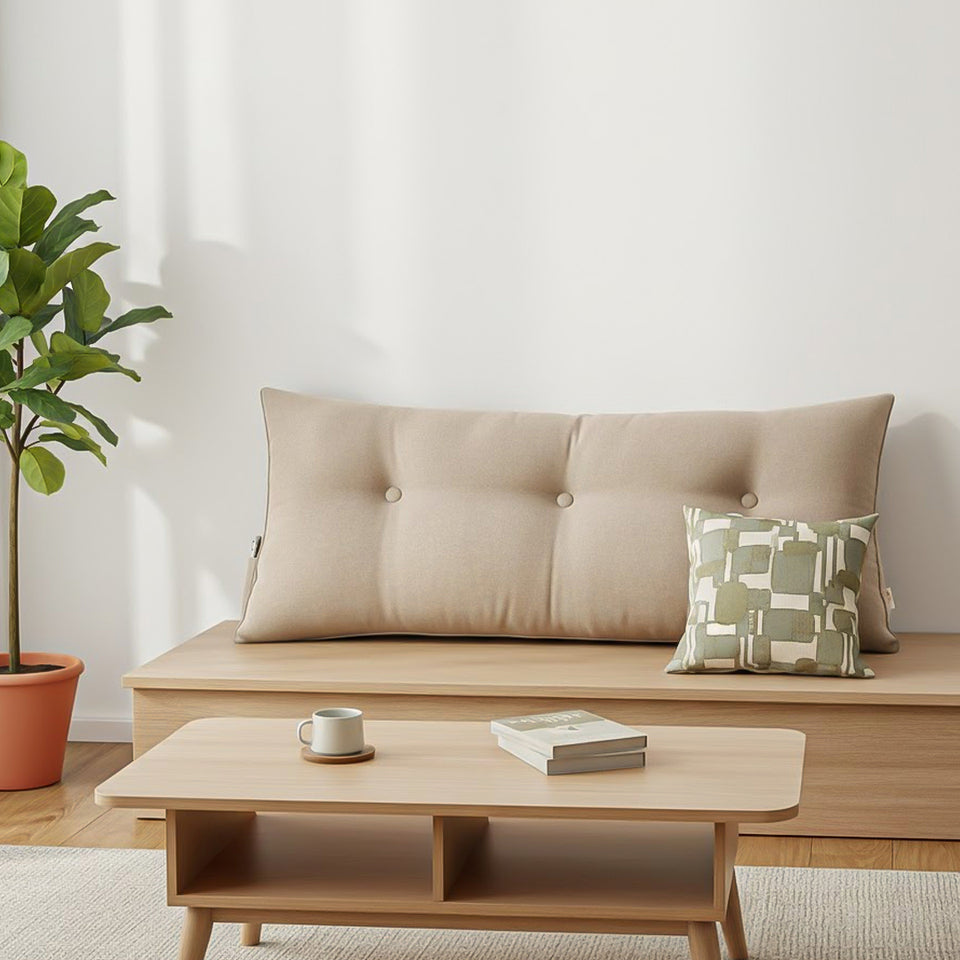 SOGA 100cm Beige Triangular Wedge Bed Pillow Headboard Backrest Bedside Tatami Cushion Home Decor