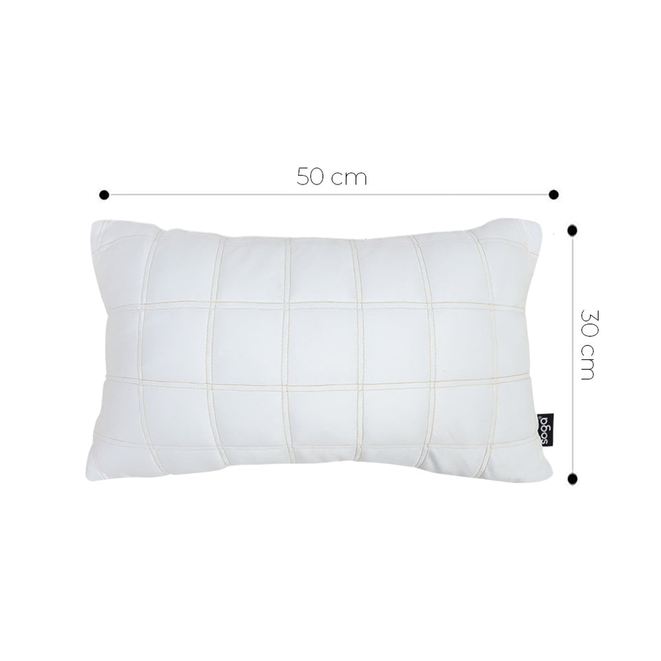 SOGA 2X 30cm White Quilted Grid Pattern Decorative Throw Pillow