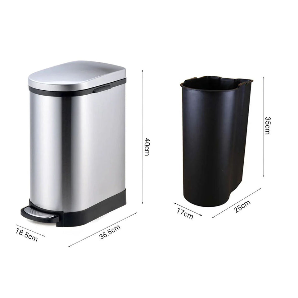 SOGA 4X Foot Pedal Stainless Steel Rubbish Recycling Garbage Waste Trash Bin 10L U