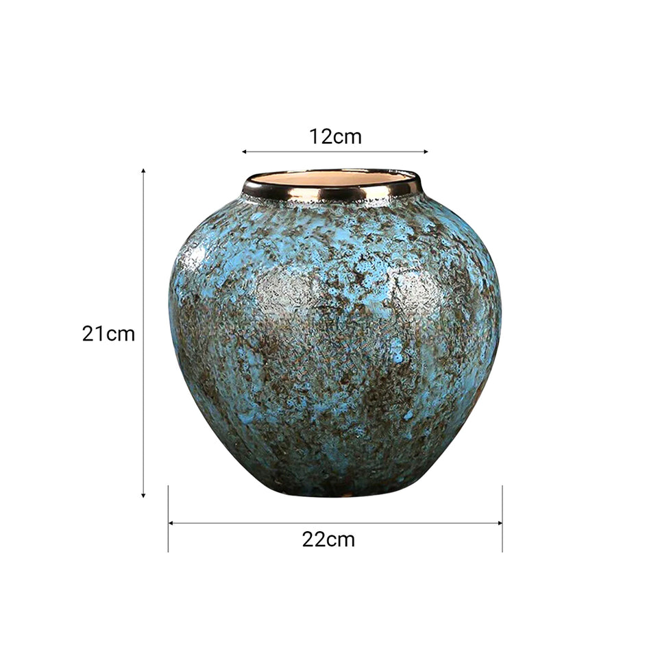 SOGA 21x22cm Light Blue Small Ceramic Flower Vase Elegant Living Room Home Decor